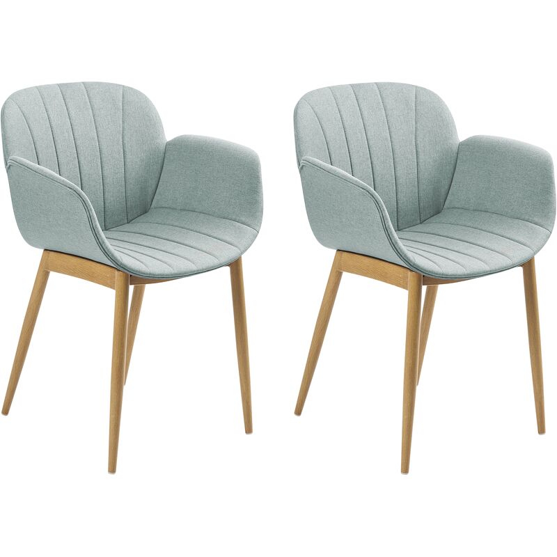 Beliani - Set of 2 Chairs Fabric Upholstery Modern Design Dining Room Seating Mint Green Alice