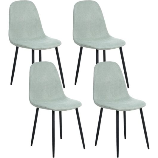Beliani - Set of 4 Dining Chairs Polyester Upholstery Iron Black Legs Armless Dining Room Light Green Crandall