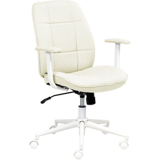 Beliani - Traditional Modern Office Chair Fabric Swivel Adjustable with Armrests Beige Carlton
