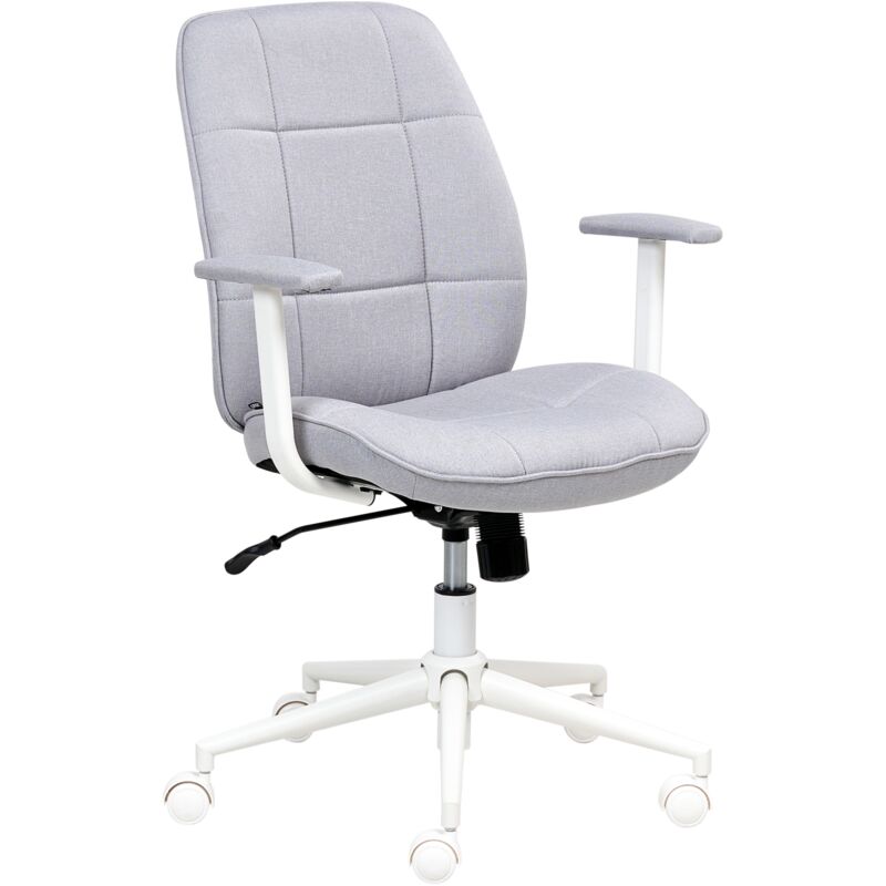 Beliani - Traditional Modern Office Chair Fabric Swivel Adjustable with Armrests Grey Carlton