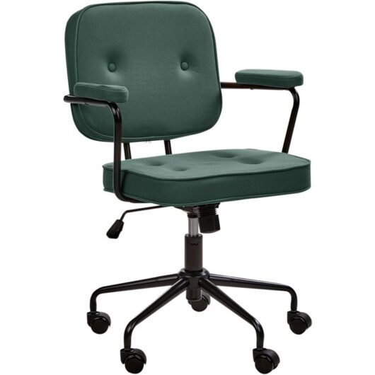 Beliani - Traditional Office Chair Faux Leather Swivel Adjustable with Armrests Green Pawnee