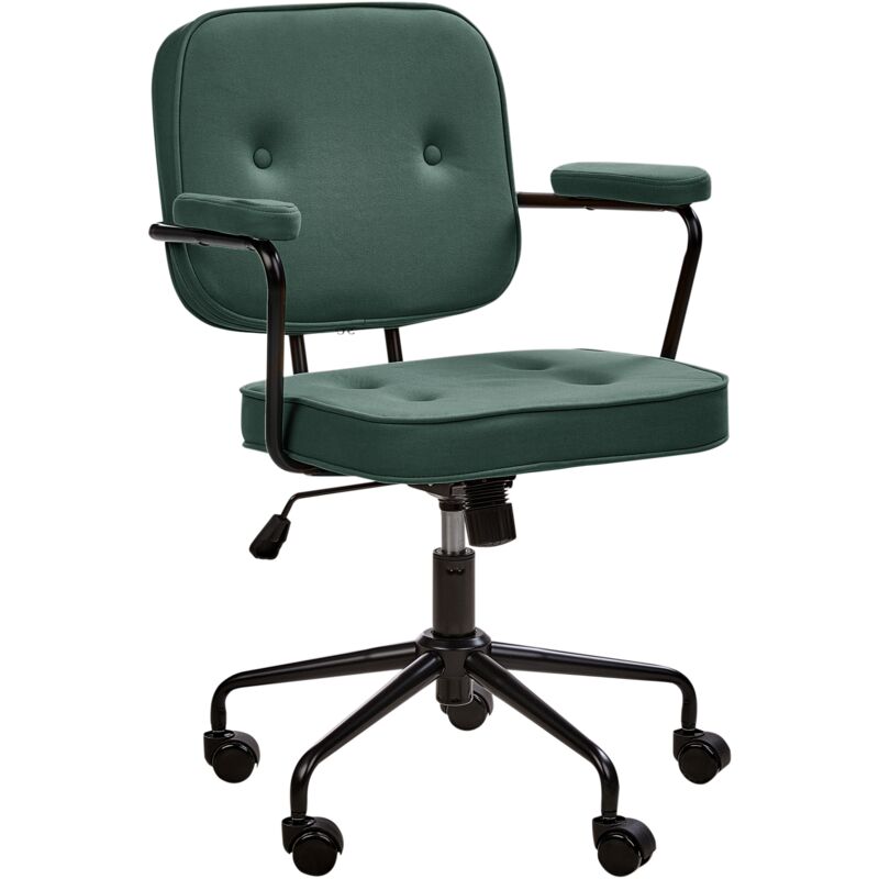 Beliani - Traditional Office Chair Faux Leather Swivel Adjustable with Armrests Green Pawnee