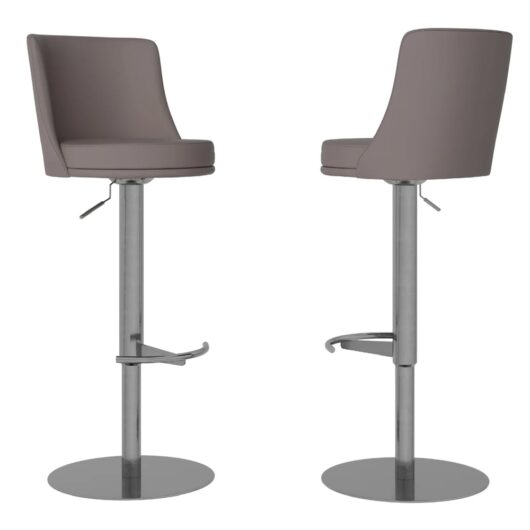 Brunswick Taupe Faux Leather Bar Chairs In Pair