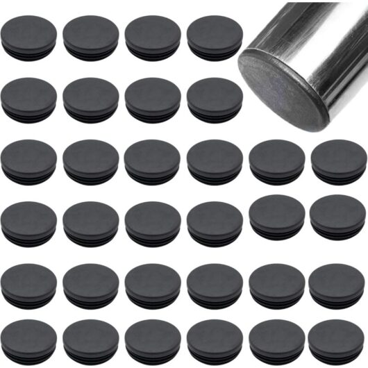 CCYKXA 32Pcs Black Plastic Round Tube Plugs 19mm Chair Leg Cap Rubber Chair Leg End Cap Tube End Cap for Steel Tubes, Chairs, Furniture, Metal