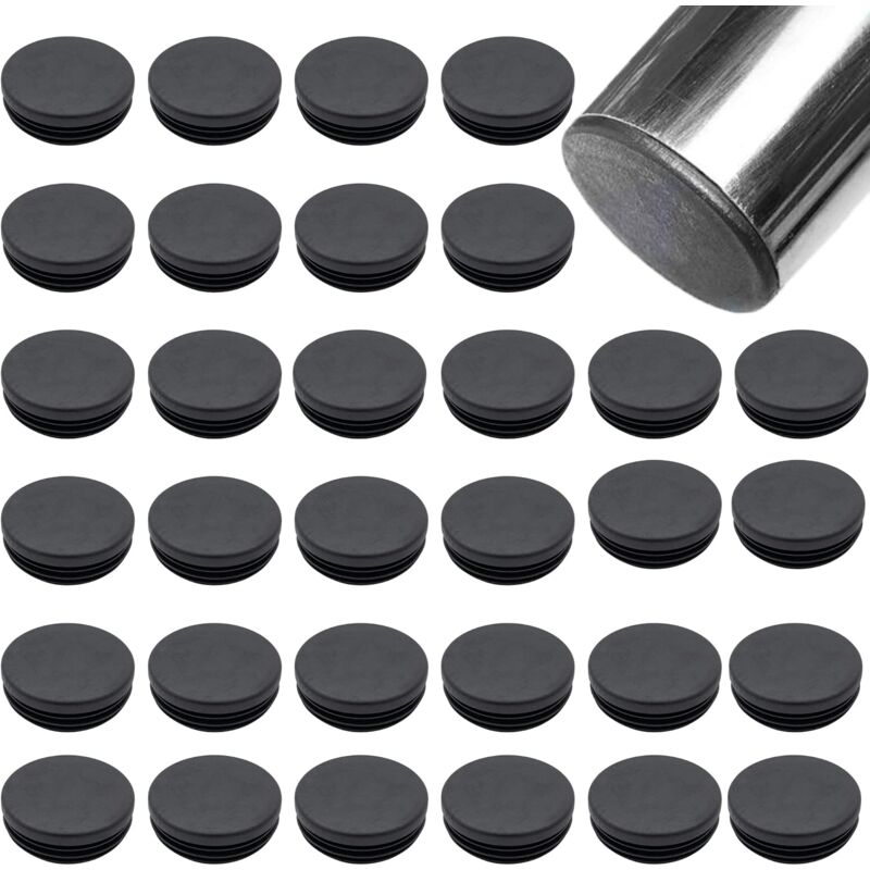 CCYKXA 32Pcs Black Plastic Round Tube Plugs 19mm Chair Leg Cap Rubber Chair Leg End Cap Tube End Cap for Steel Tubes, Chairs, Furniture, Metal