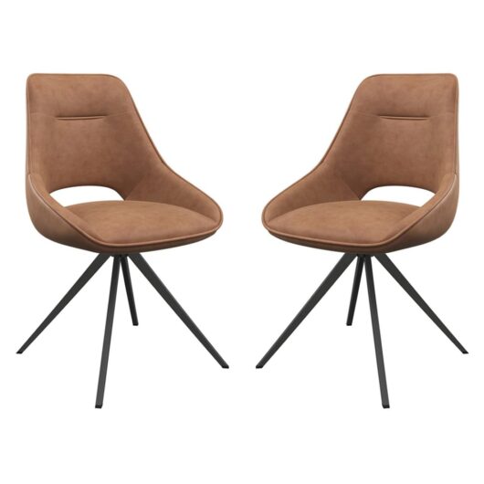 Cerritos Tan Faux Leather Dining Chairs In Pair