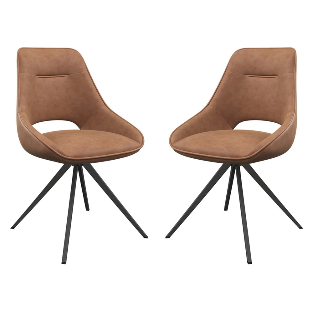 Cerritos Tan Faux Leather Dining Chairs In Pair