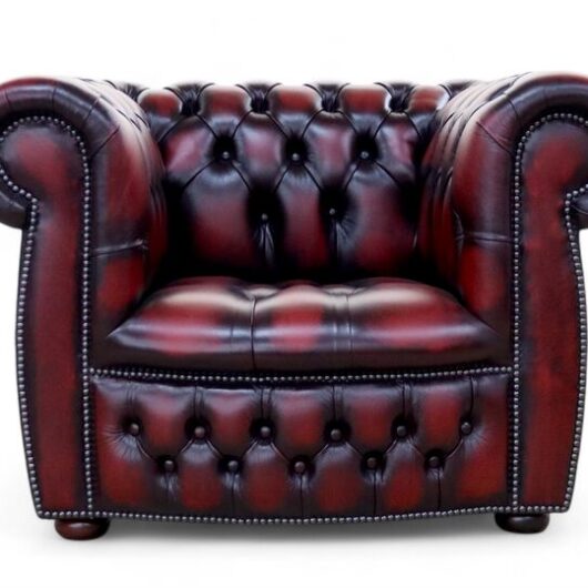 Chesterfield Claridge Buttoned Seat Club Chair Antique Oxblood Leather