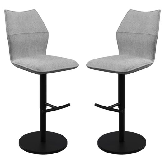 Comstock Grey Fabric Bar Chairs In Pair