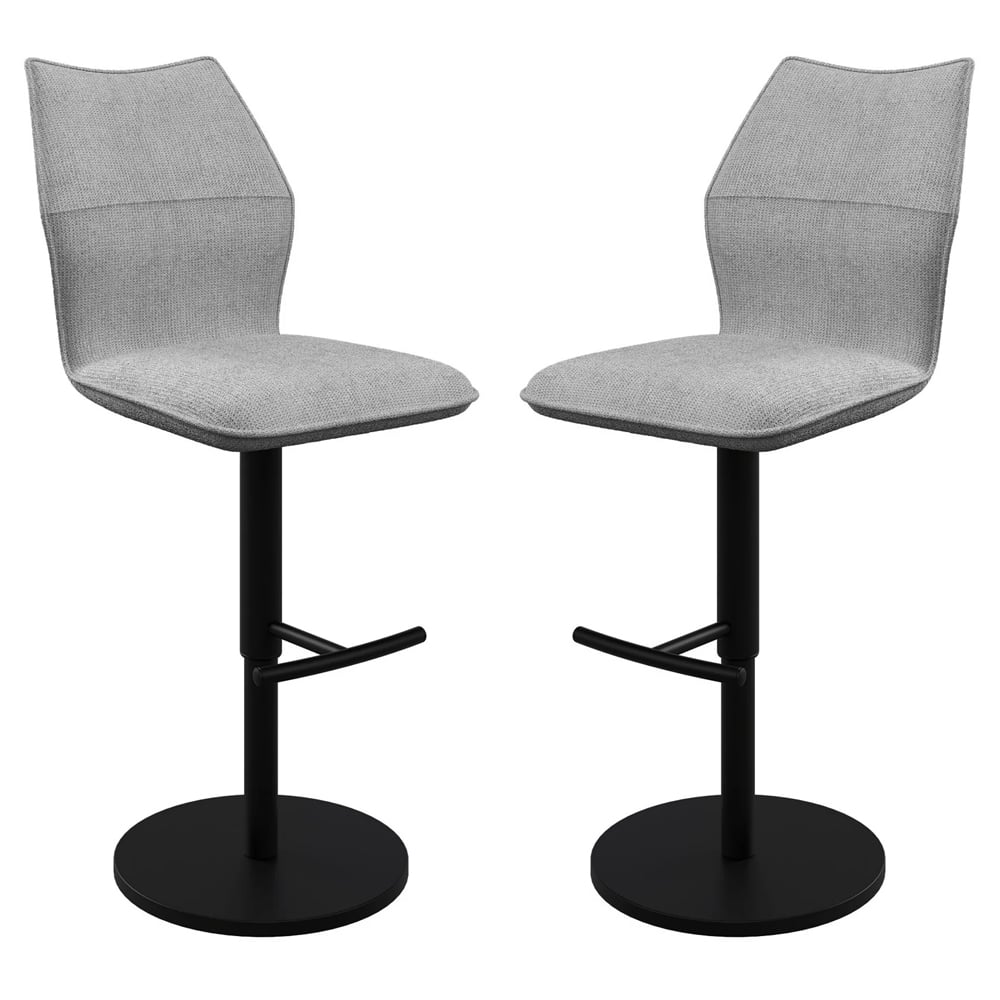 Comstock Grey Fabric Bar Chairs In Pair
