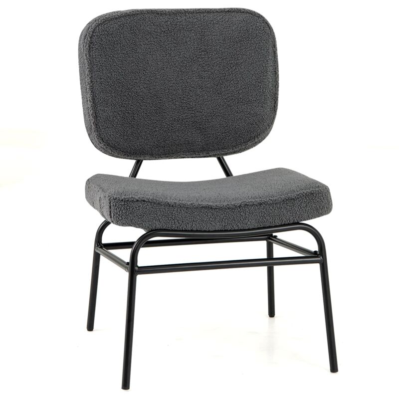 Costway - Upholstered Accent Chair Sherpa Reading Chair w/Sponge-Grey