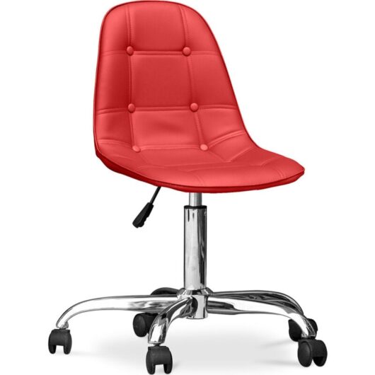 Desk Chair with Wheels - Upholstered - Fery Red