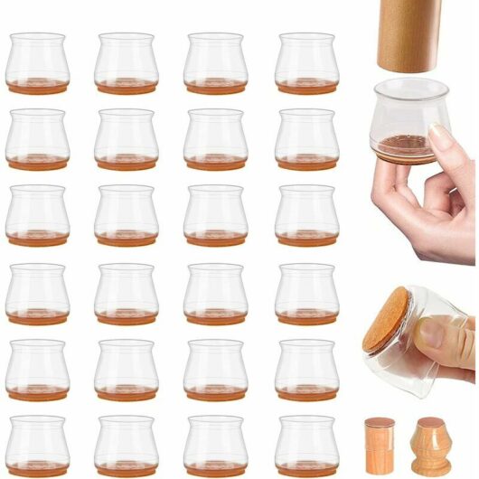 Dewdat - 24 Pieces Chair Leg Caps, Round Silicone Chair Leg Covers Chair Leg Protectors for Hardwood and Tile Floors