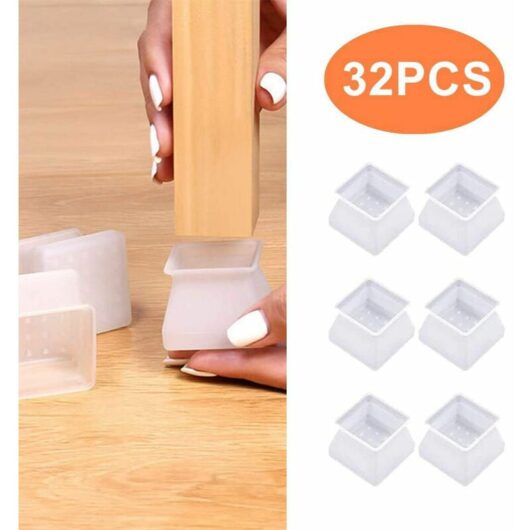 Dewdat - Silicone Corner Leg Covers for Chair Legs, 32 Pieces, Tables, Chairs, Foot Pads, Chair Caps, Chair Leg Guards, to Prevent Scratches and