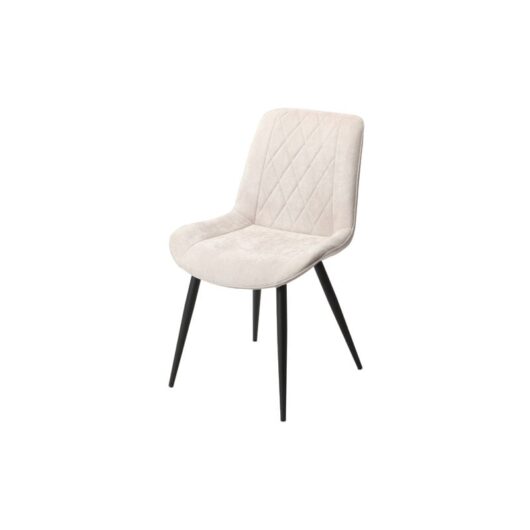 Diamond Stitch Fabric Dining Chair with Tapered Legs (Set of 2) - Metal - L54 x W54 x H85.5 cm - Natural/Black - Flat Packed
