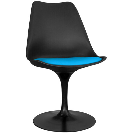 Dining Chair - Black Swivel Chair - Tulip Turquoise