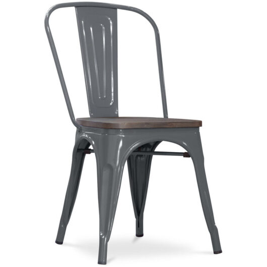 Dining Chair - Industrial Design - Wood and Steel - New Edition - Stylix Dark grey