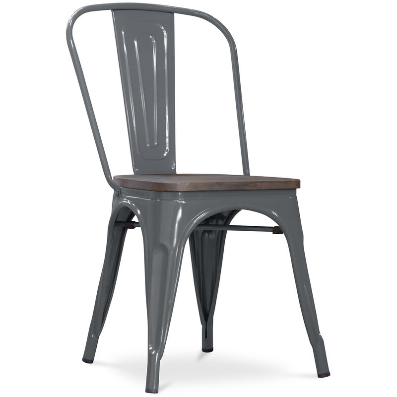 Dining Chair - Industrial Design - Wood and Steel - New Edition - Stylix Dark grey