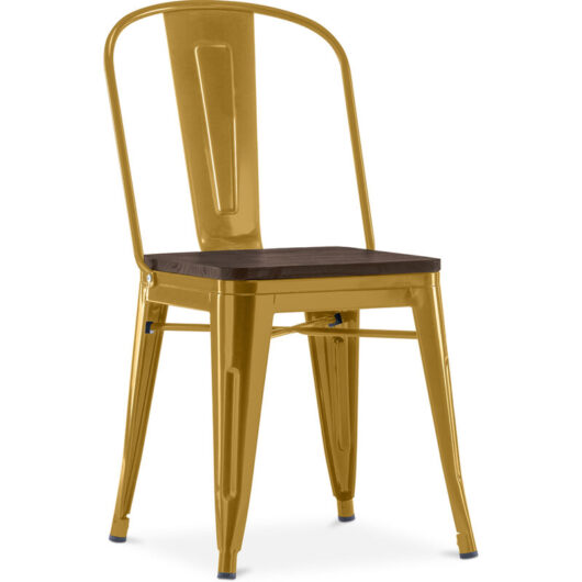 Dining Chair - Industrial Design - Wood and Steel - Stylix Gold
