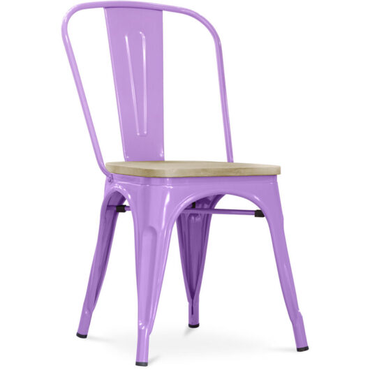 Dining Chair - Industrial Design - Wood and Steel - Stylix Light Purple