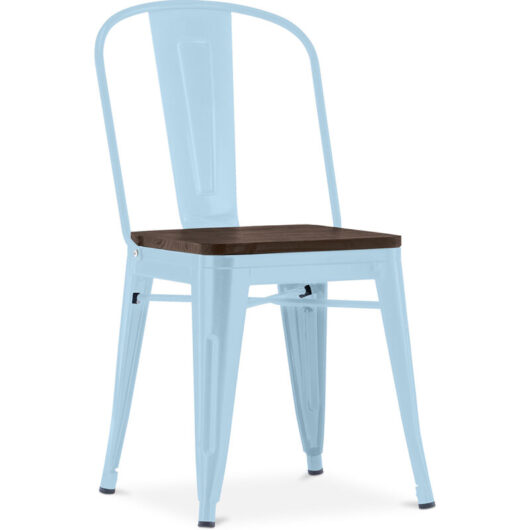 Dining Chair - Industrial Design - Wood and Steel - Stylix Light blue