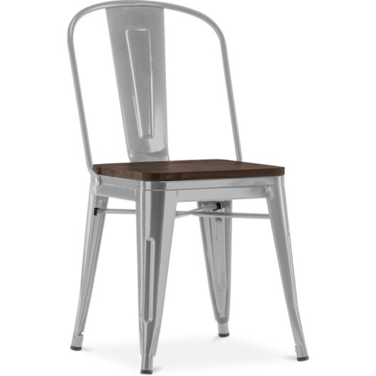 Dining Chair - Industrial Design - Wood and Steel - Stylix Light grey