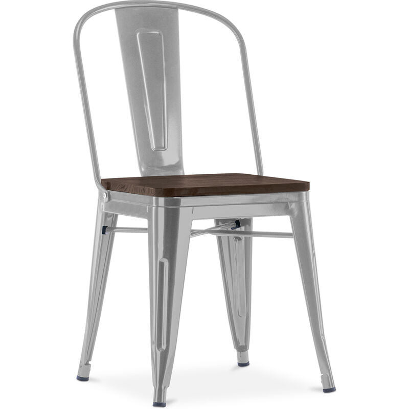 Dining Chair - Industrial Design - Wood and Steel - Stylix Light grey