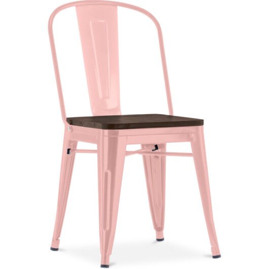 Dining Chair - Industrial Design - Wood and Steel - Stylix Pastel orange