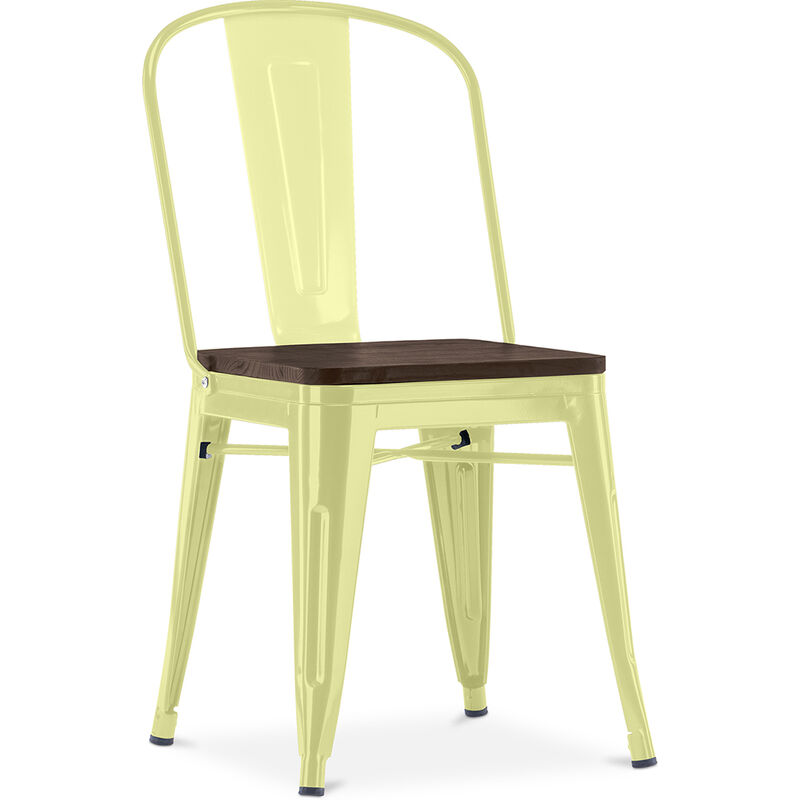 Dining Chair - Industrial Design - Wood and Steel - Stylix Pastel yellow