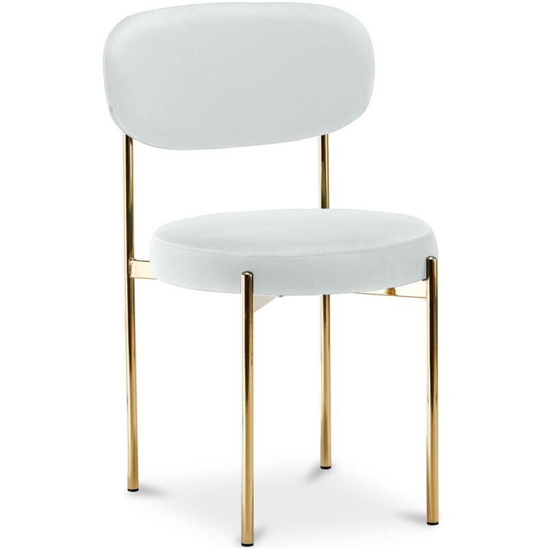 Dining Chair - Upholstered in Velvet - Golden metal - Dahe Cream