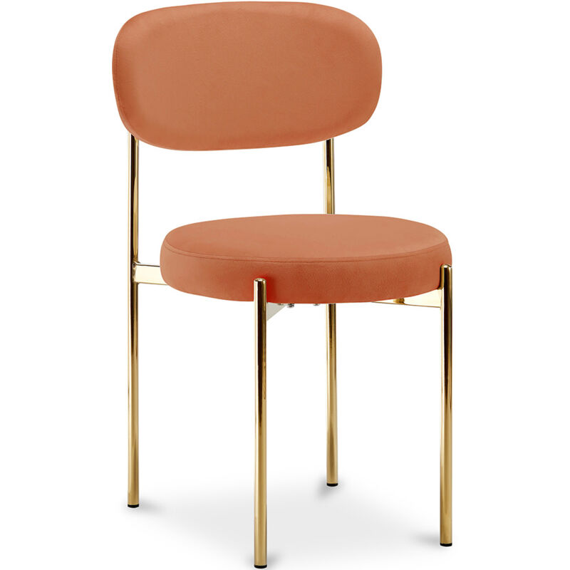 Dining Chair - Upholstered in Velvet - Golden metal - Dahe Orange