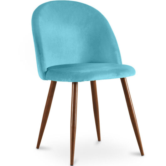 Dining Chair - Upholstered in Velvet - Scandinavian Design - Evelyne Turquoise