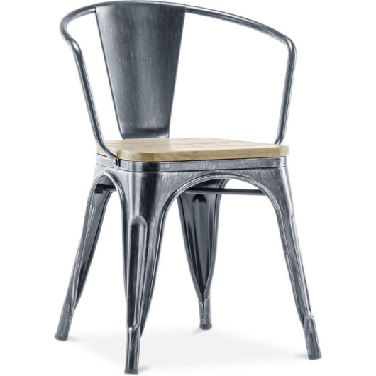 Dining Chair with Armrests - Industrial Design - Wood and Steel - New Edition - Stylix Industriel