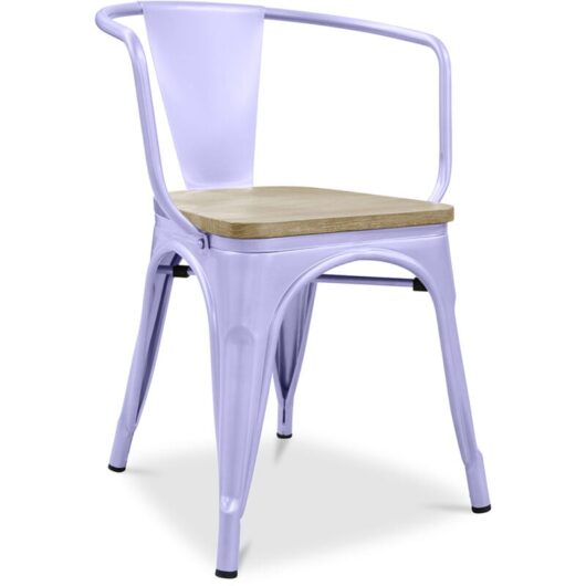 Dining Chair with Armrests - Wood and Steel - Stylix Lavander