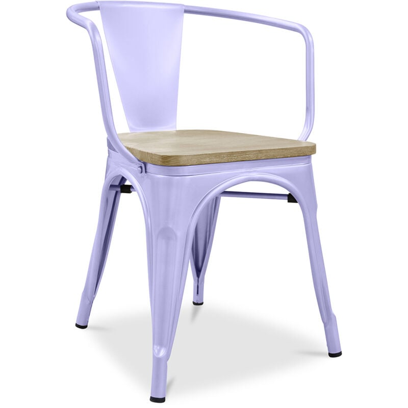 Dining Chair with Armrests - Wood and Steel - Stylix Lavander