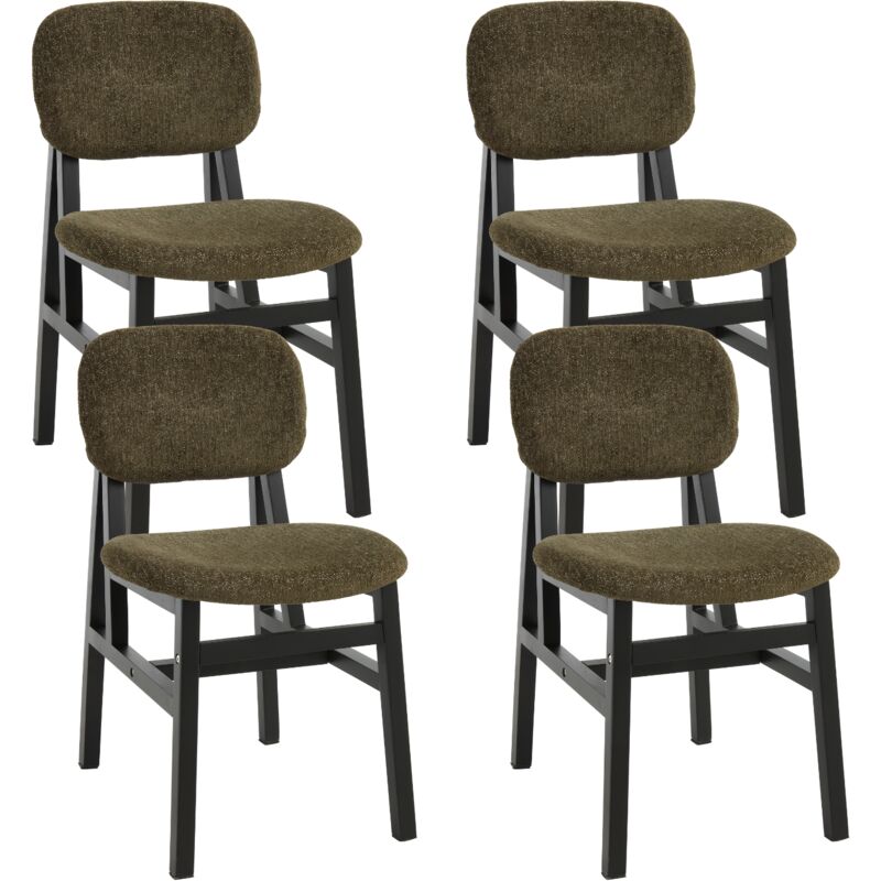 Dining Chairs 4Pcs in Chenille Seat Padded Rustic Kitchen Chairs in Wood Frame for Kitchen Restaurant, Green, Wahson