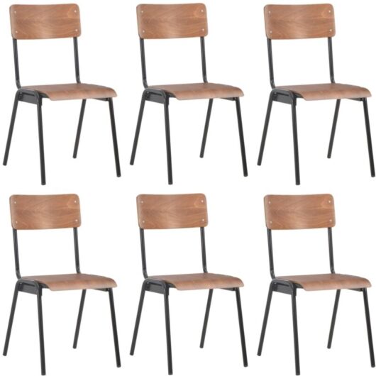 Dining Chairs 6 pcs Brown Plywood vidaXL