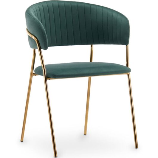 Dining chair - Upholstered in Velvet - Gruna Dark green