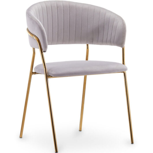 Dining chair - Upholstered in Velvet - Gruna Light grey