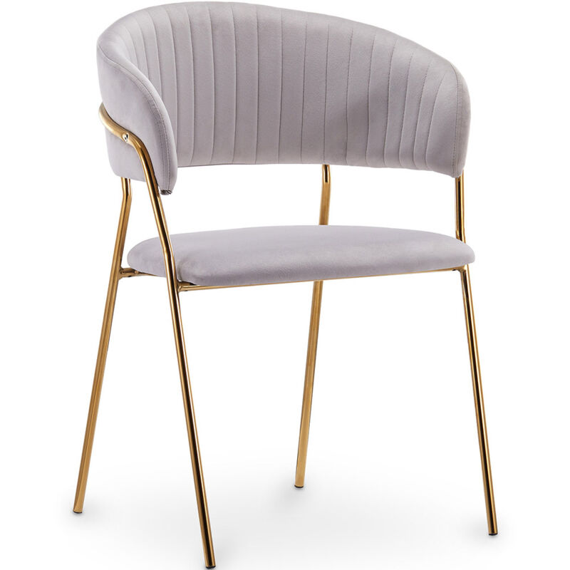 Dining chair - Upholstered in Velvet - Gruna Light grey
