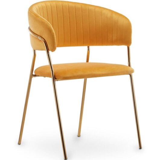 Dining chair - Upholstered in Velvet - Gruna Yellow