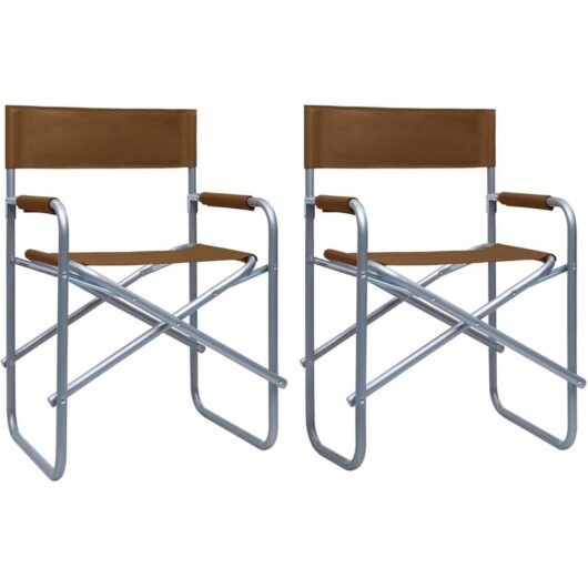 Director's Chairs 2 pcs Steel Brown vidaXL