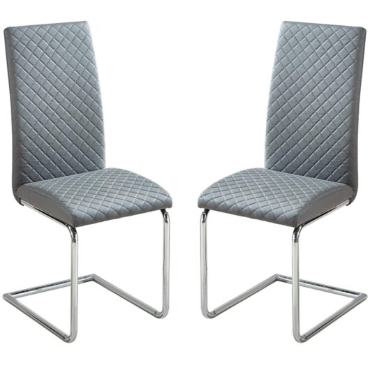Durango Grey PU Leather Dining Chairs In Pair