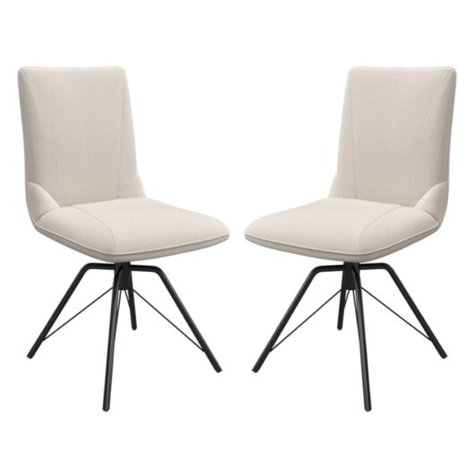 Fargo Ivory Fabric Dining Chairs In Pair