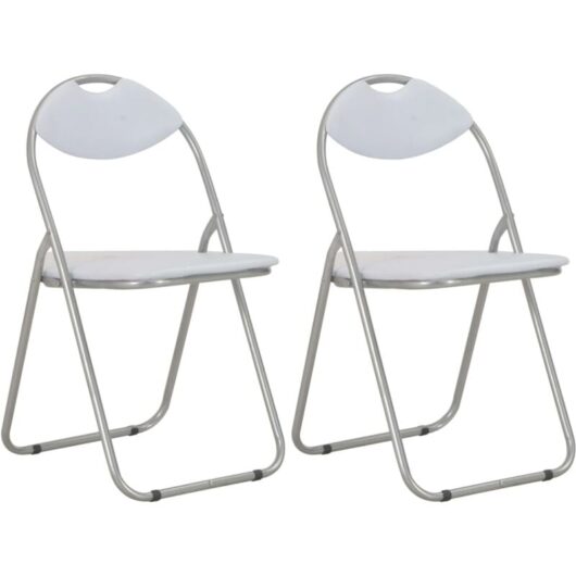 Folding Dining Chairs 2 pcs White Faux Leather vidaXL