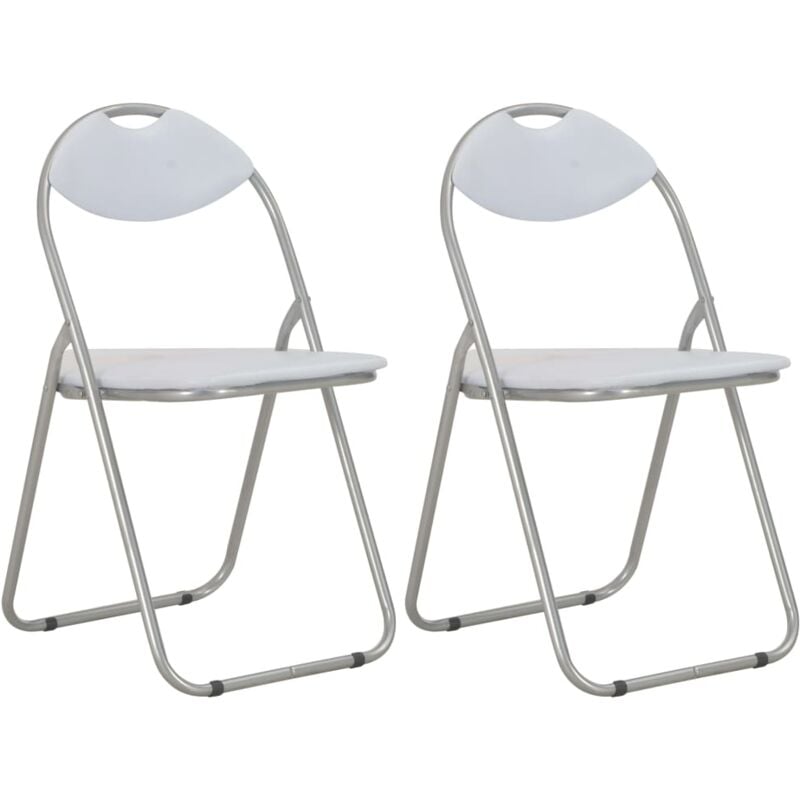 Folding Dining Chairs 2 pcs White Faux Leather vidaXL