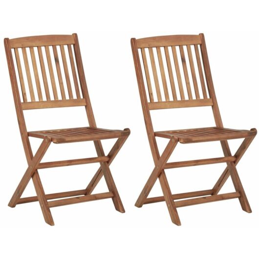 Folding Outdoor Chairs 2 pcs Solid Acacia Wood vidaXL