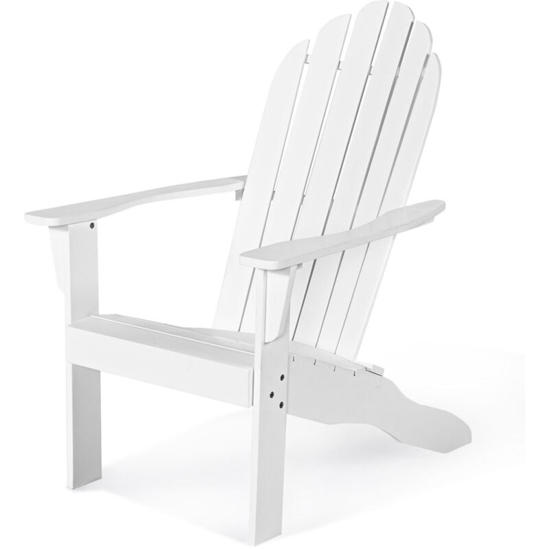 Garden Adirondack Chair Acacia Wood Patio Adirondack Chair w/ Slatted Seating - Costway