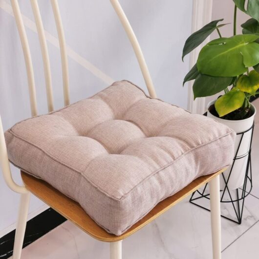 Garden Chair Cushion, 10cm Thick, Soft Cotton, 40 x 40 cm, for Office, Dining Room, Home (40 x 40 x 10 cm, Beige)