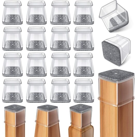 Groofoo - 24 Pcs Chair Leg Floor Protectors Square, Silicone Felt Furniture Leg Pads Caps Covers for Hardwood Floors (Fit:3/4' to 1')